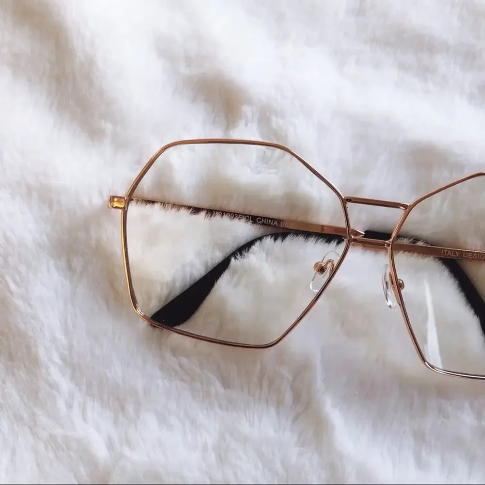 Peyton Rose Gold Hexagon Clear Sunglasses